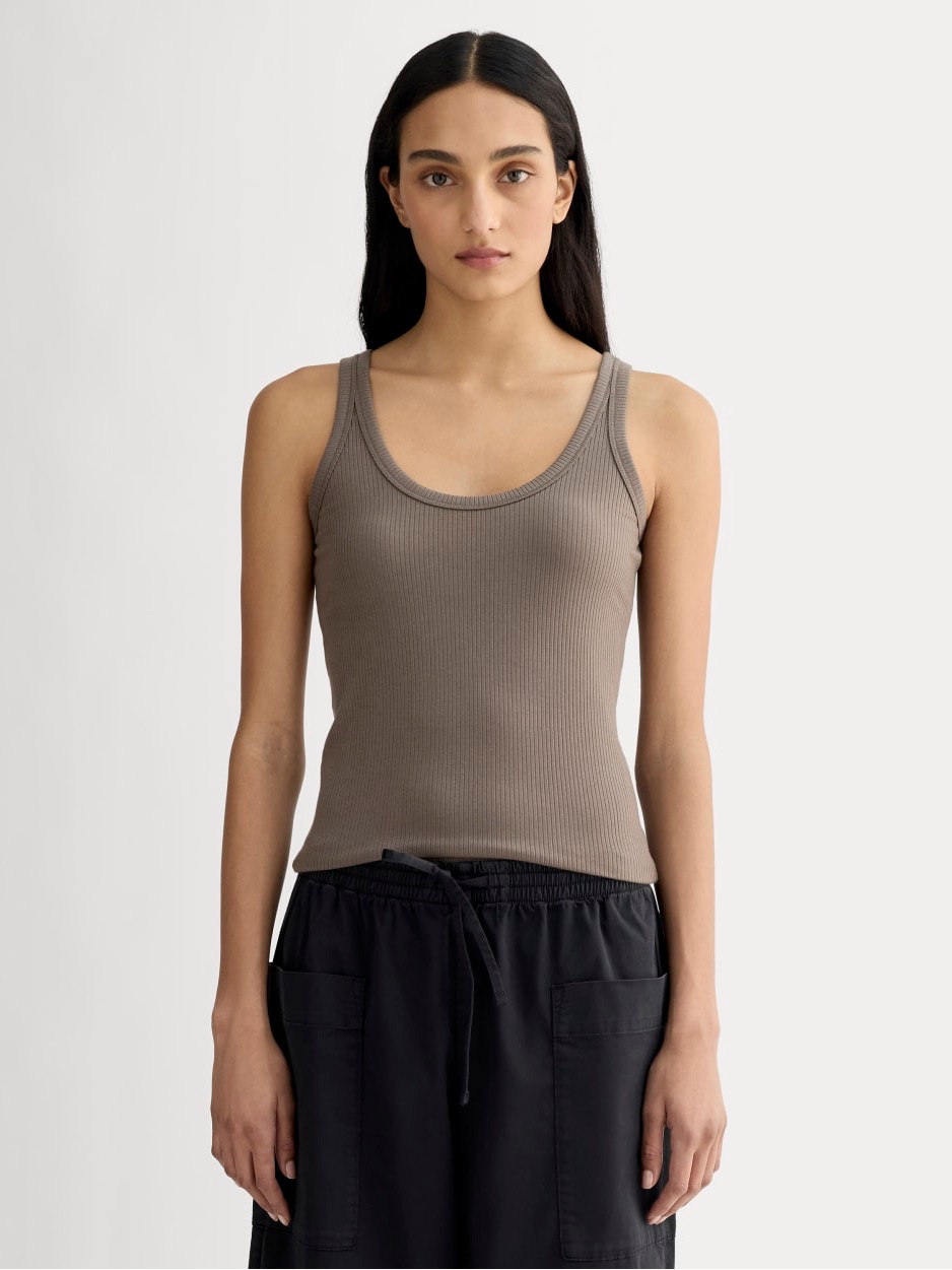 Everlane The Shimmy Scoop-Neck Tank Taupe Tan Brown Size S Nwt